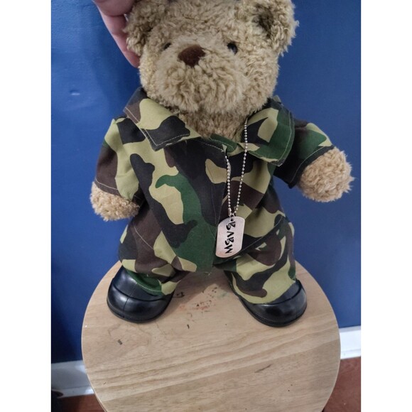 Build a Bear Workshop Bear Plush Army Military With Uniform Dog Tag And Shoes - Picture 1 of 5